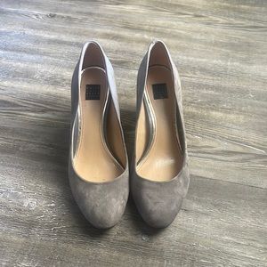 White House Black Market Grey Suede Heels